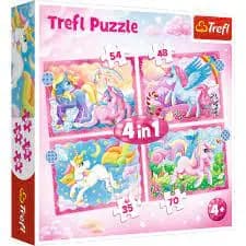 Trefl Puzzles 4 in 1 - Unicorn and magic