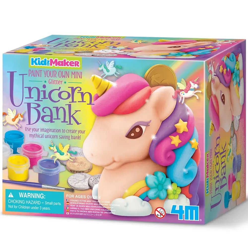 4M - KidzMaker - Paint Your Own Mini Glitter Unicorn Bank