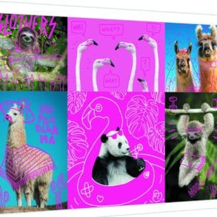 Puzzles - "1000 Neon Color Line" - Crazy Animals